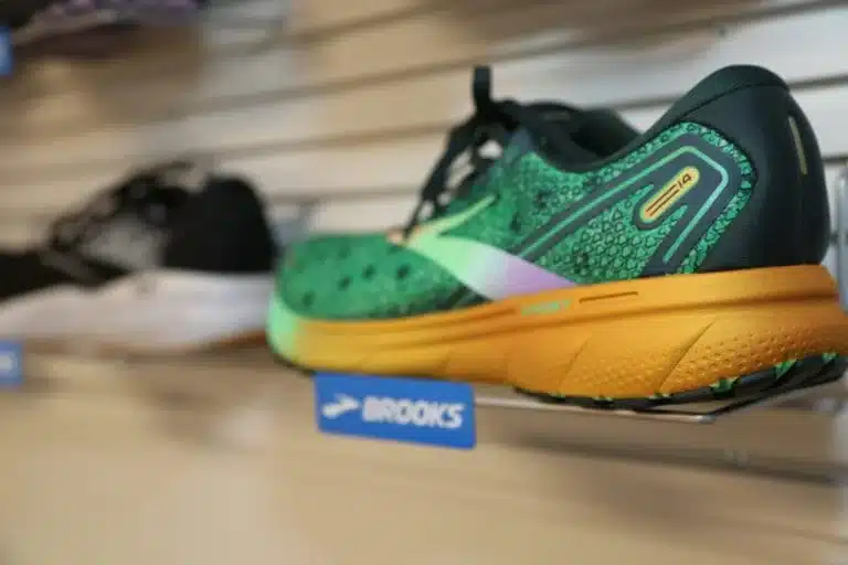 Detailed image of Brooks Adrenaline GuideRails technology providing motion control support.